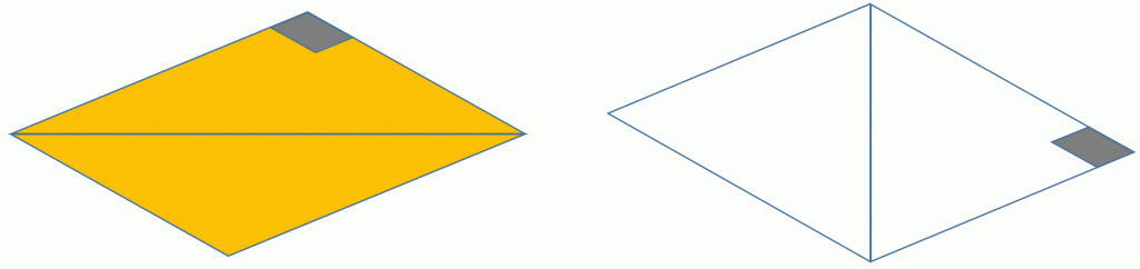 Parallelograms formed by orange and white triangles.
