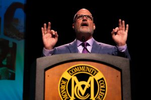 Eric Wheeler standing at the podium and speaking during the 2025 Employee Recognition Ceremony.