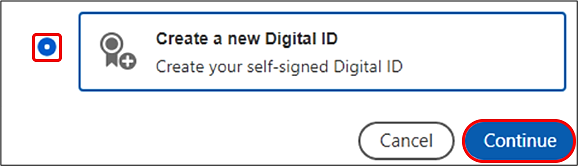 Create a new Digital ID choice screen.