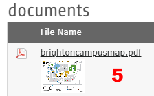 brightoncampusmap.pdf file pictured in a TYPO3 documents directory.