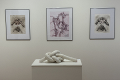 Installation view of prints and sculpture by Anne Havens in the Mercer Gallery.