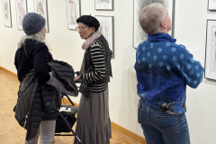 visitors to the Mercer Gallery enjoy the Anne Havens exhibition.