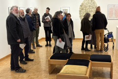 visitors enjoying opening reception for Anne Havens Exhibition.