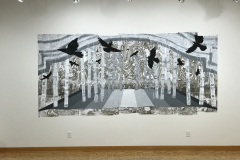 Installation shot of David Jung Exhibition. This image shows one large painting.