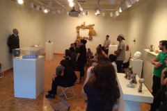 Elliott Arkin discusses his work in the Mercer Gallery with students, faculty and community members.