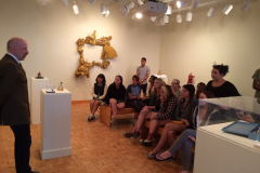Elliott Arkin discusses his work in the Mercer Gallery with students, faculty and community members.