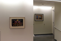 Detail image of artwork hanging in building 12 second floor. This area is known as Farrell Way. Artwork shown by Joanne Andrews and Margaret LeJeune.