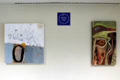 Detail image of artwork hanging in building 12 second floor. This area is known as Farrell Way. Artwork shown by Belinda Bryce and Judy Gohringer..