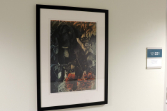 Detail image of artwork hanging in building 12 second floor. This area is known as Farrell Way. Artwork shown by Tim Massey.
