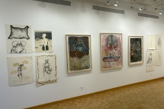 Installation view of Drawings and paintings by Julianna Furlong Williams in the Mercer Gallery.