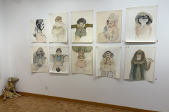Installation view of Drawings by Julianna Furlong Williams in the Mercer Gallery.