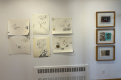 Installation view of Drawings and paintings by Julianna Furlong Williams in the Mercer Gallery.