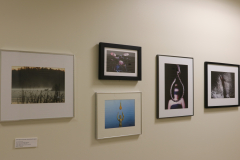 Detail image of artwork hanging in building 4 near the photography studio. This area is known as The Lagerway - Prather Gallery. Artwork shown by Adam Prizzi, Alea Jones, Desire Giddens, AndiPage Calloway and Ian Hyland