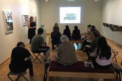 Image of Michelle Westmark Wingard lecturing in the gallery.