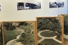 Installation shot of Philip Lange Exhibition, including sculptural folding photograph on floor and two different images on back wall.