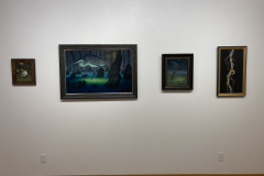 image of the RIT Faculty Illustration Faculty Exhibition.  This image shows the paintings of Allen Douglas.