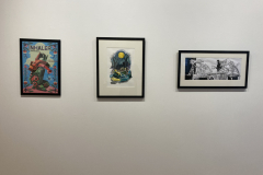 image of the RIT Faculty Illustration Faculty Exhibition.  This image shows three works by artist Chad Grohman.