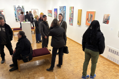 visitors enjoying opening reception for WALL\THERAPY Exhibition.